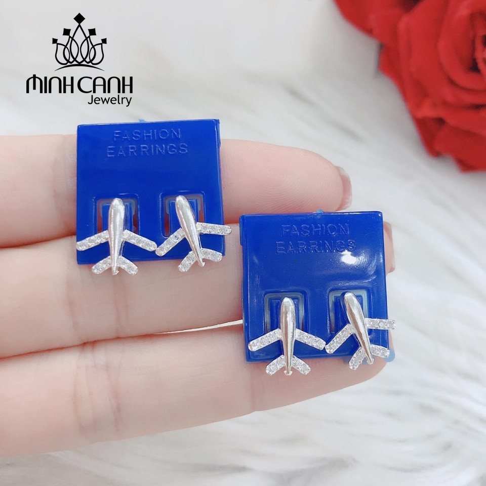 Bông Tai Bạc Hình Máy Bay Đính Đá - Minh Canh Jewelry