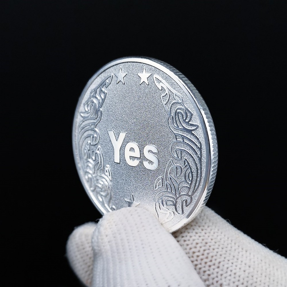 Đồng Xu Yes - No Coin - Quà Tặng Lưu Niệm Tiền May Mắn Thép Titan Không Gỉ - Đồng Xu Trò Chơi Quyết Định- Kuu Clothes