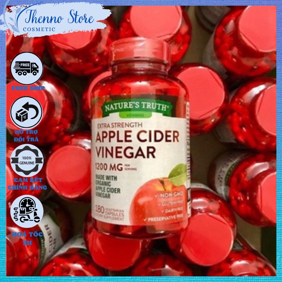Viên Uống Giấm Táo Đỏ Giảm Cân Mỹ Apple Cider Vinegar 1200mg 180 viên