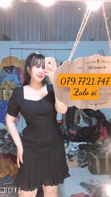 ĐẦM TAY PHỒNG BIGSIZE 55-90kg (có size- ẢNH THẬT BIGSIZE) màu đen có sẵn mút ngực