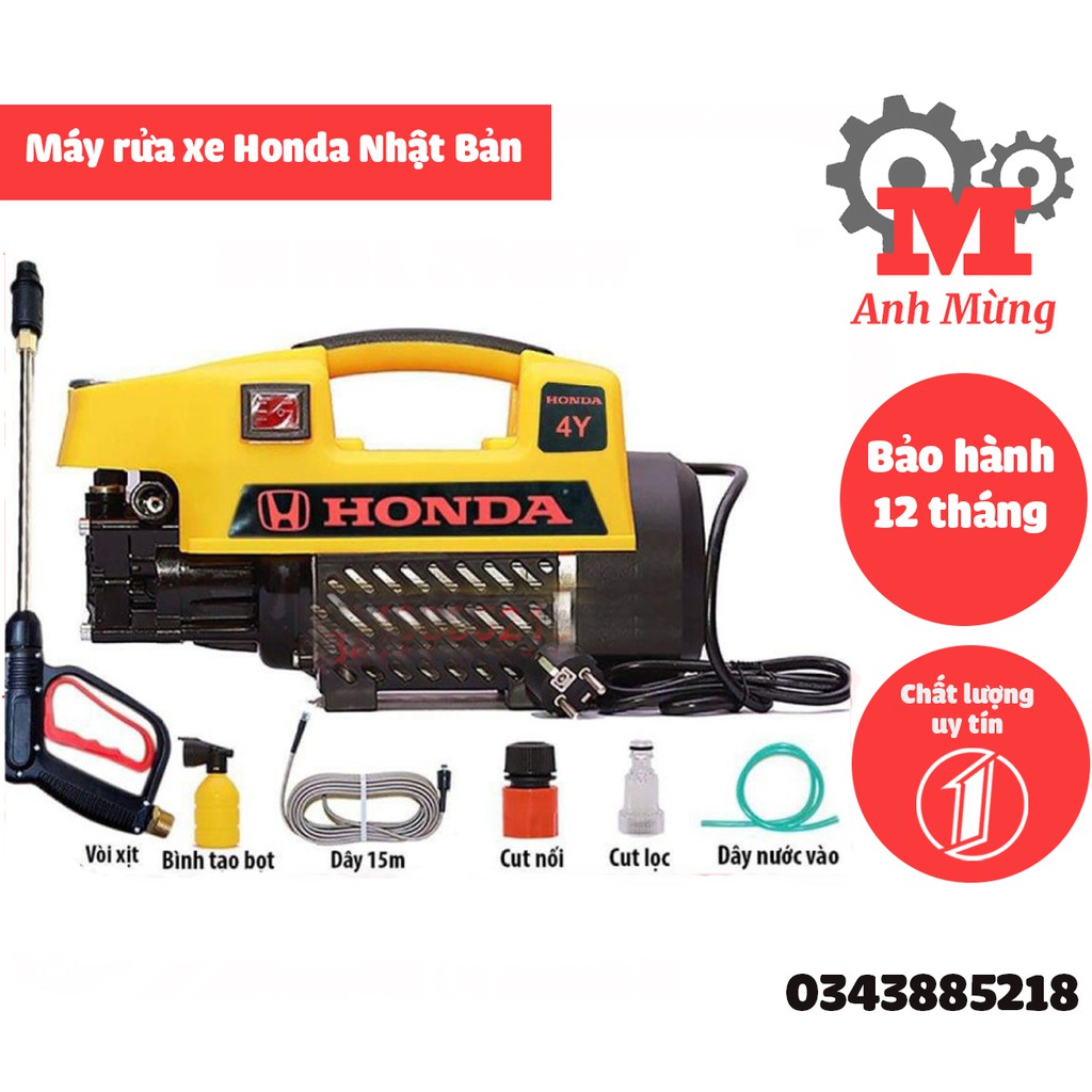 Máy rửa xe HONDA Nhật Bản công suất 2900w-máy rửa xe máy bảo hành 12 tháng DÂY 20M