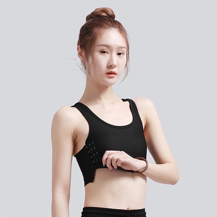 Áo nịt ngực tomboy có bản nịt phía trước ba lỗ ngắn có viền mặc thoải mái