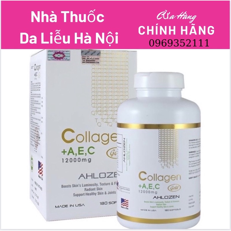 Collagen A E C 12000mg Ahlozen Gold giúp trắng da 180viên