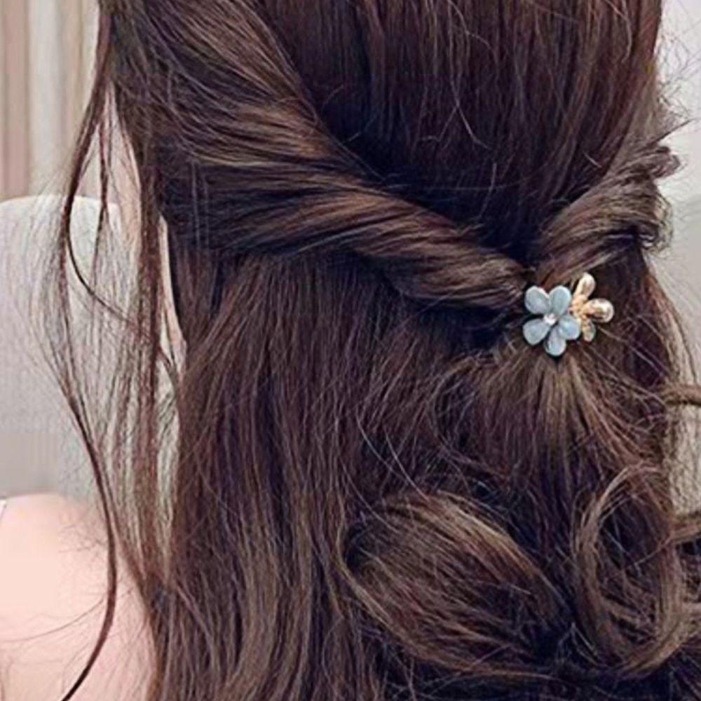 Kẹp Tóc Càng Cua Bằng Nhựa Resin Màu Trơn Thiết Kế Hoa Nhỏ Thời Trang Hàn Quốc Cho Đám Cưới
