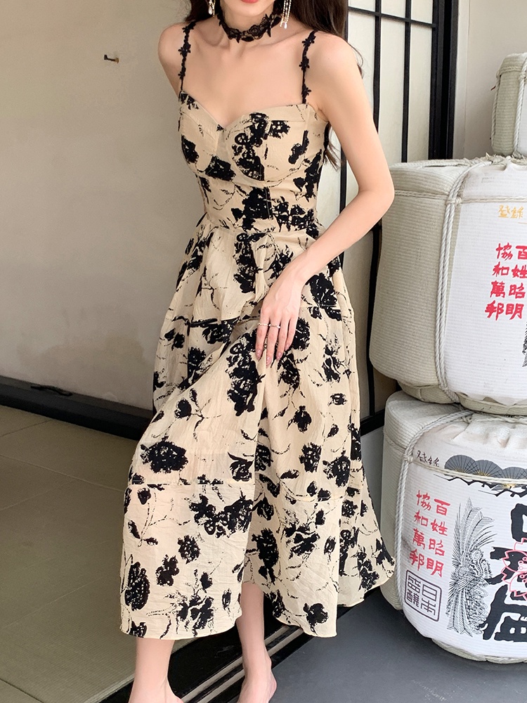 Đầm Hai Dây Họa Tiết Hoa Phong Cách Retro Thanh Lịch 53967