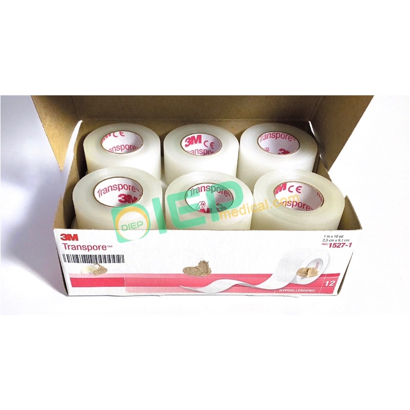 ✅ 3M TRANSPORE 1527-1  - Băng keo trong y tế 1527-1 kích thước 2.5cmx9.1m