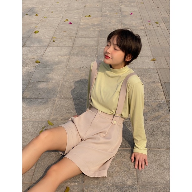 Quần lửng vải siêu nhẹ basic dáng yếm