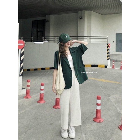 Áo Vest Blazer Nữ Xanh Lá Ngắn Tay Hottrend Áo Khoác Ngoài Cộc Tay Cổ Vest Freesize Phong Cách Hàn Quốc | BigBuy360 - bigbuy360.vn