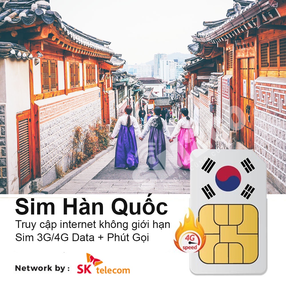 Sim du lịch Hàn Quốc data 4G cực khủng, có thoại
