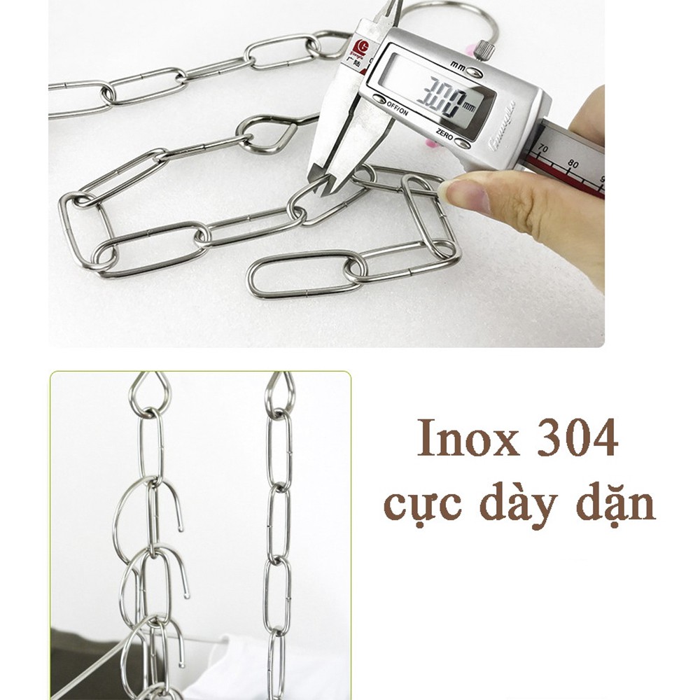 Dây Xích Inox Treo Móc Quần Áo Tiết Kiệm Diện Tích Tủ, Treo Đồ Đa Năng Thông Minh, Treo Trưng Bày Shop