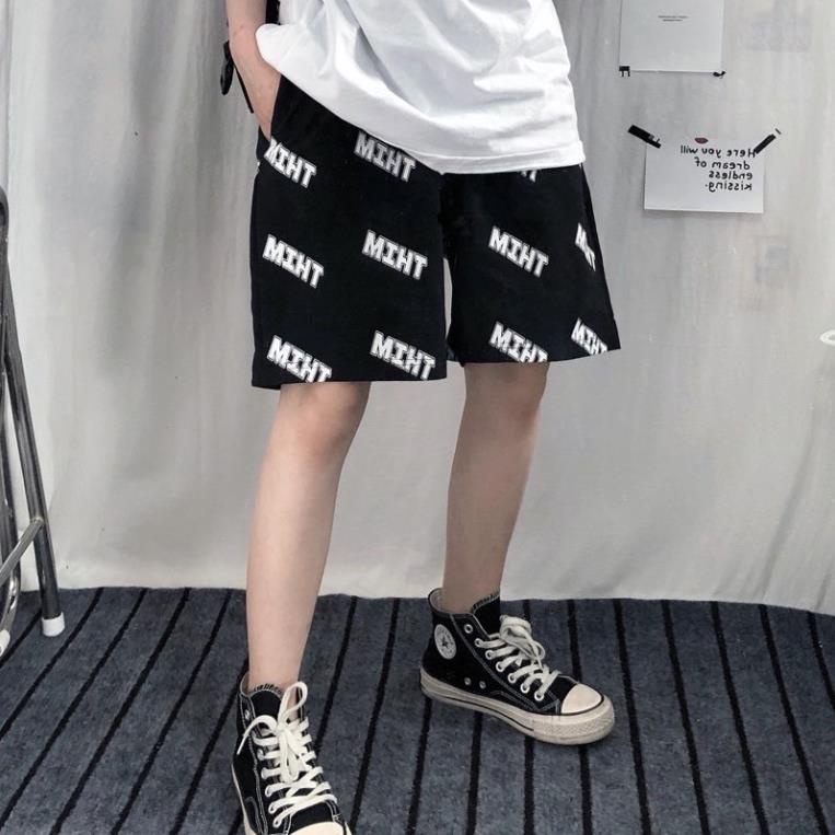 Quần Đùi Ngắn Ống Rộng Nam Nữ Unisex Rubystore,Quần Sooc Vải Lưng Thun Màu Đen