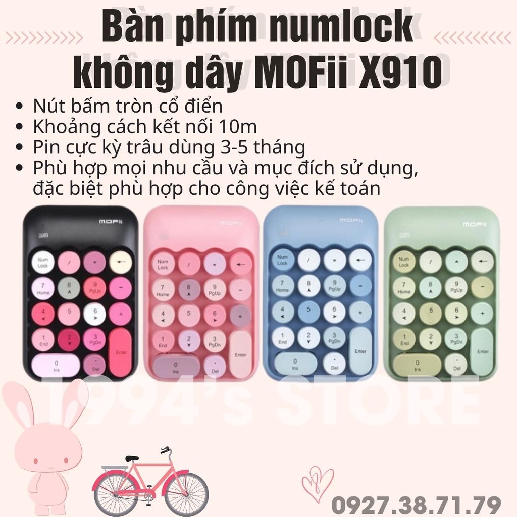 (CÓ SẴN) Bàn phím numlock không dây MOFii X910 - Bàn phím số MoFii - Tặng kèm PIN