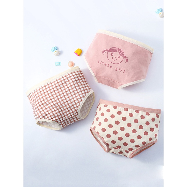Set 3 quần lót vải cotton nguyên chất kháng khuẩn dành cho bé gái