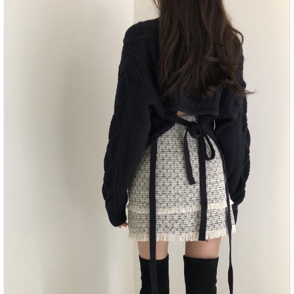Áo sweater IHKKE thắt dây quyến rũ thời trang dành cho nữ