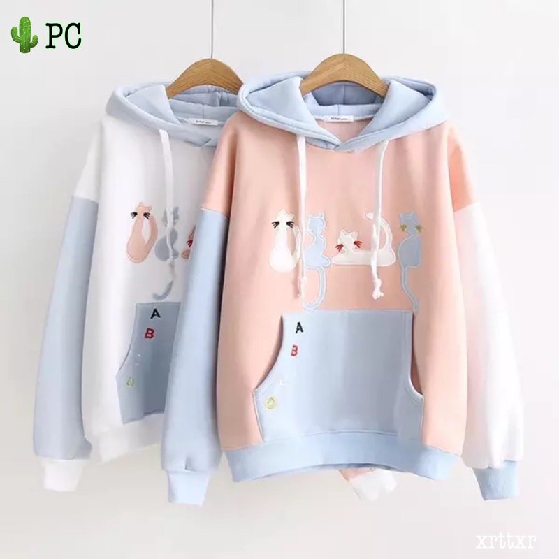 🌵Áo hoodie thêu 4 con mèo abcd cute lắm ( áo khoác nỉ bông ) | BigBuy360 - bigbuy360.vn