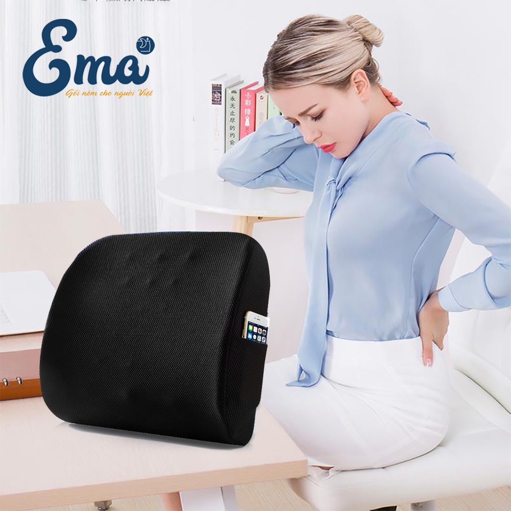 Gối dựa lưng ghế văn phòng có gai massage làm từ cao su non EMA - Thế hệ thứ 3 nâng cấp gai massage độc đáo