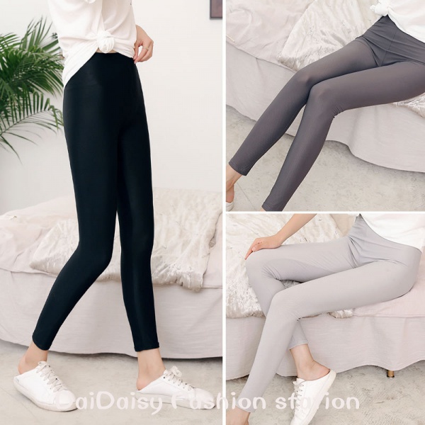 Daidaisy √♥ Quần Legging Bằng Lụa Lạnh Mỏng Lưng Cao Co Giãn Dáng Ôm Cỡ Lớn Thời Trang Mùa Hè Cho Nữ