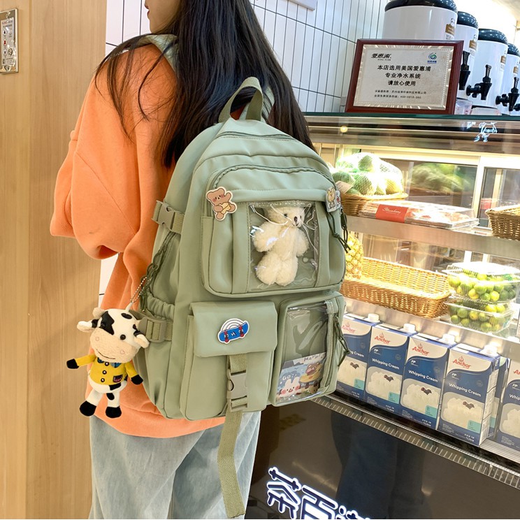 Cặp đi học unisex TẶNG huy hiệu trang trí siêu nổi bật - Balo nhiều ngăn tiện lợi cho nam nữ