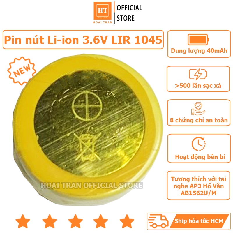 Pin nút Li-ion 3.6V LIR 1045 40mAh (Lithium ion) cho tai nghe Ap3 Hổ Vằn 1562U/M và các loại tai nghe bluetooth khác