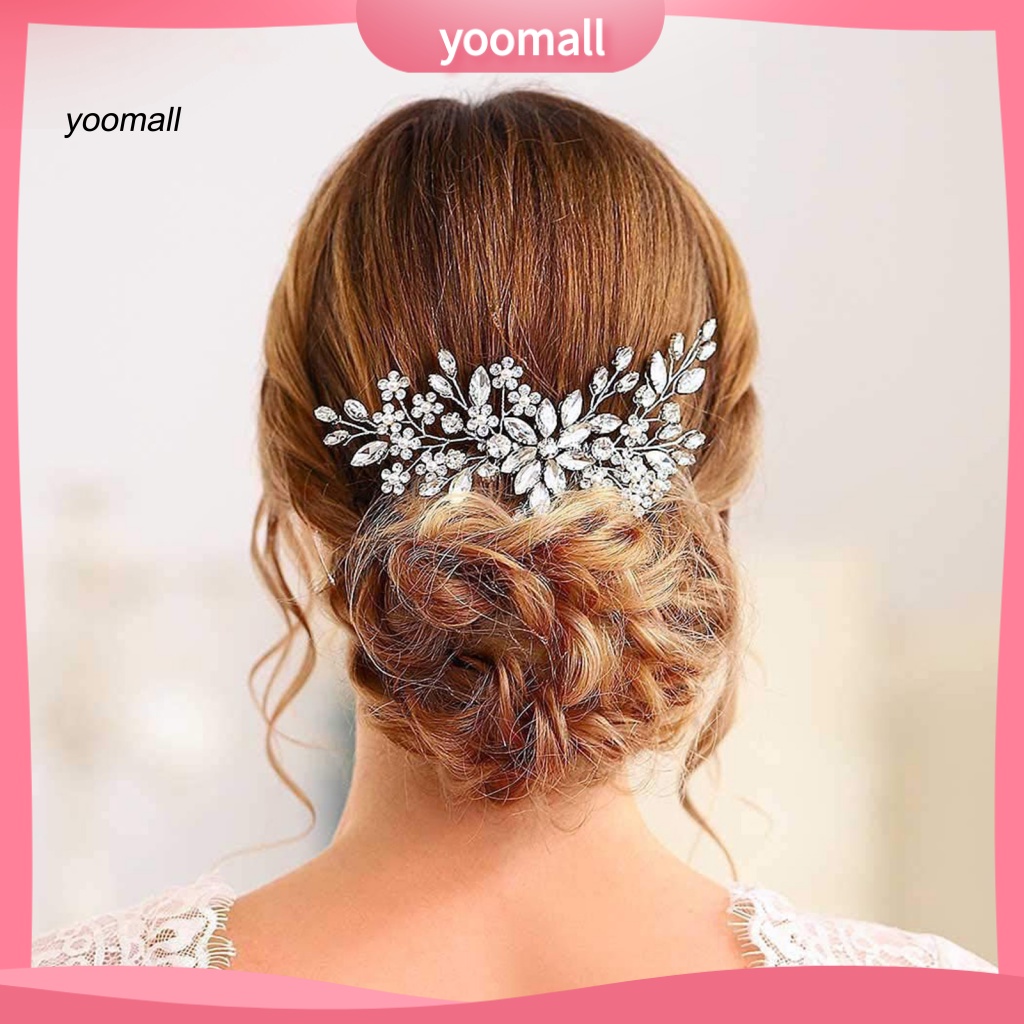 / Yo / Lược Cài Tóc Đính Kim Cương Giả Thủ Công Cho Cô Dâu Trong Tiệc Cưới