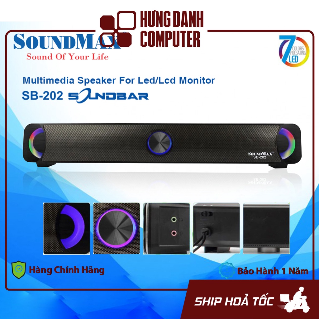 Loa Máy Tính TiVi Soundbar Speaker Soundmax SB-202 / 2.0 12W RMS Nguồn USB 5V