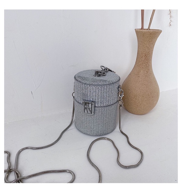 [Sẵn] Túi Đeo Chéo Mini Lấp Lánh Dáng Hộp Tròn Siêu Xinh 8x9x8cm | BigBuy360 - bigbuy360.vn