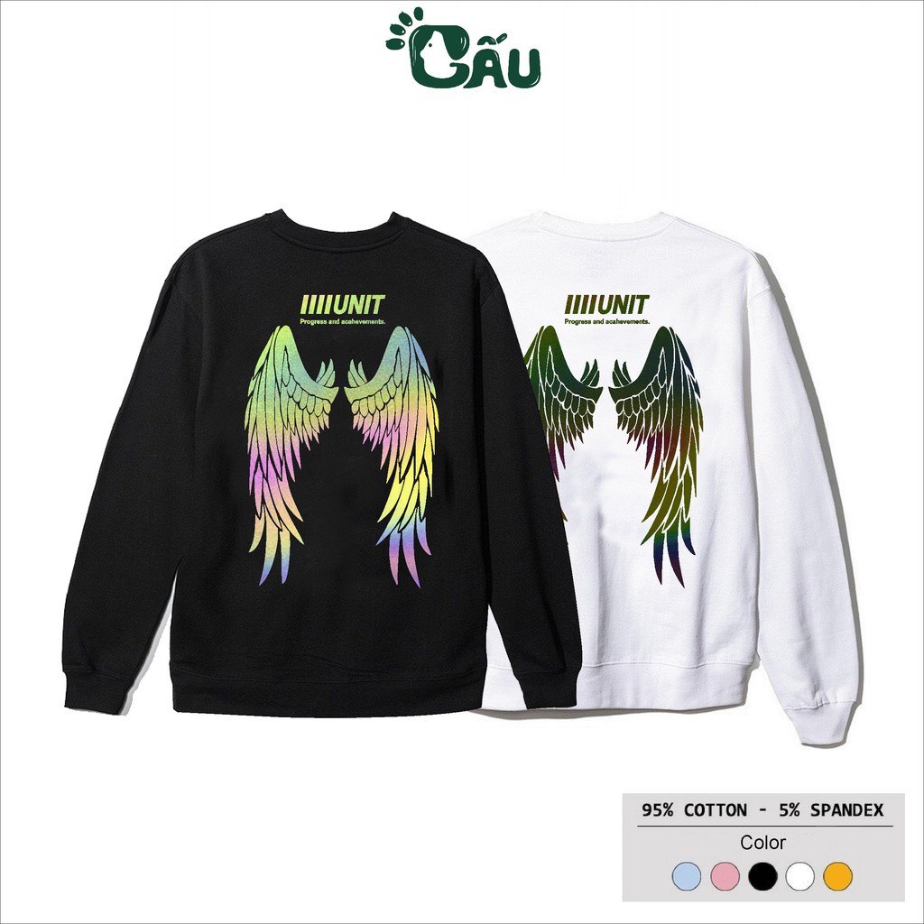 Áo sweater GẤU 194 vải thu đông co dãn, dày dặn mềm mịn form rộng phong cách Unisex - UNIT ĐÔI CÁNH phản quang | BigBuy360 - bigbuy360.vn