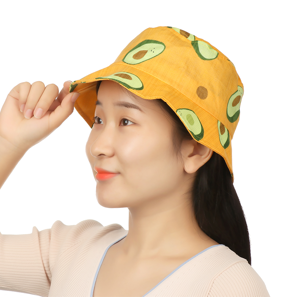 Nón Tai Bèo Vành Rộng Vải Nhung Thêu Hình Quả Bơ Thời Trang Mùa Hè