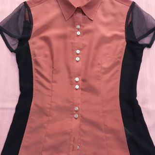 Áo  sơmi phối  voan tay lưới