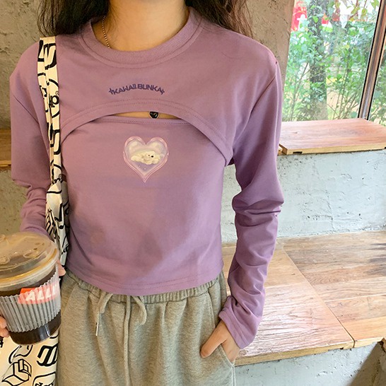 SUXI Áo thun dài tay thiết kế mới thời trang mùa thu theo phong cách hàn quốc dành cho nữ