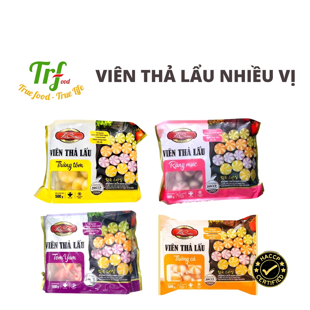 Viên thả lẩu các vị tomyum trứng cá trứng tôm răng mực gói 500g