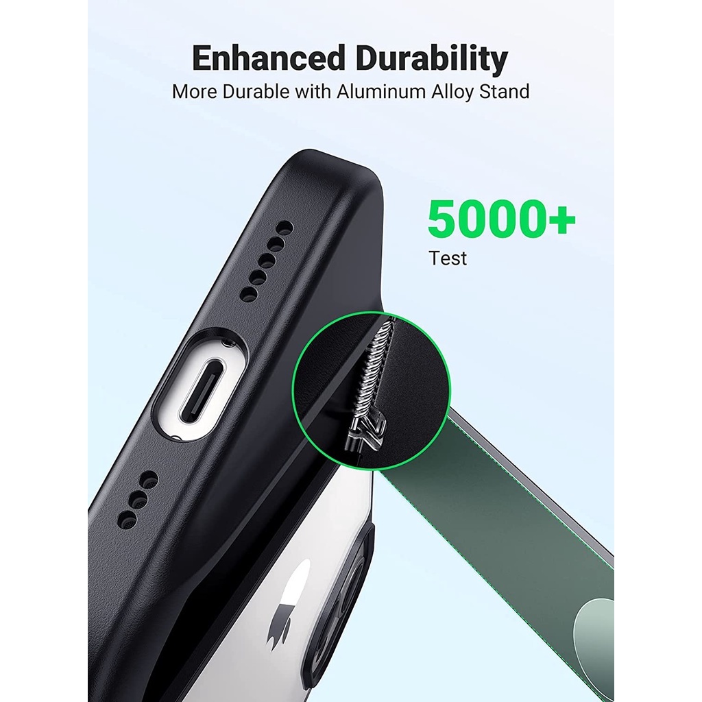 Giá đỡ kiêm ốp lưng thông minh 2 in 1 khung kim loại, vỏ TPU trong suốt bảo vệ iPhone 13 kích thước 6.1inch UGREEN 90152