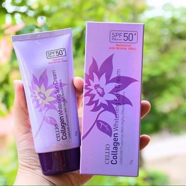 Kem chống nắng cellio collagen tím