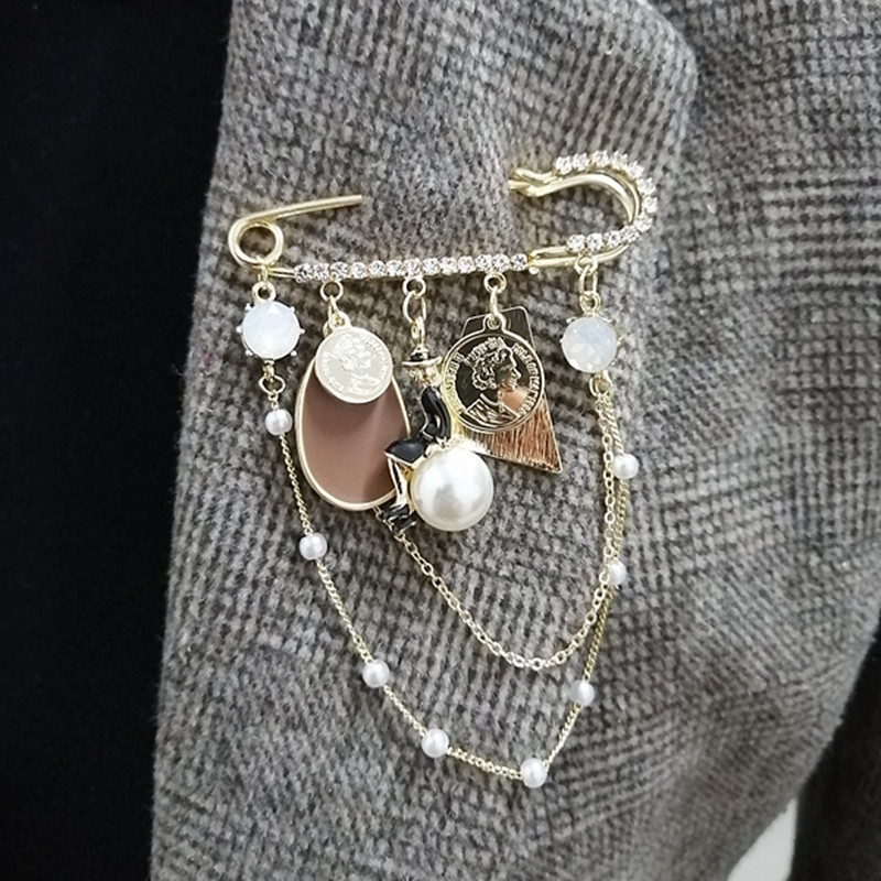 Ghim cài áo hình hoa trà phối ngọc trai giả thời trang cho nữ