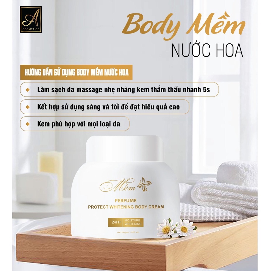 Kem Body Mềm Nước Hoa A Cosmetics Dưỡng Trắng Da Toàn Thân 250g