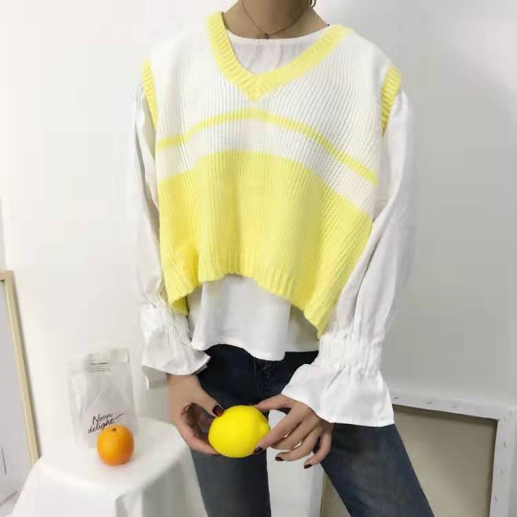 Áo Khoác Sweater Ngắn Dáng Rộng Cổ V Tay Dài Kiểu Hàn Quốc Thời Trang 2022 Cho Bạn Gái