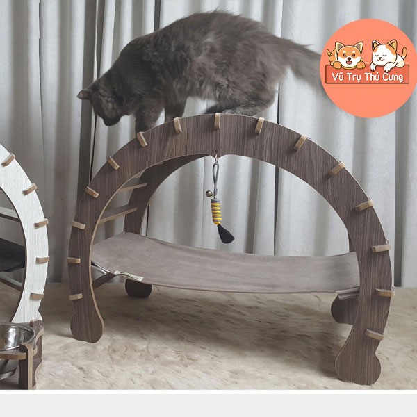 Giường võng gỗ cho mèo chó - Gỗ M D F chống ẩm - Giường võng Móng Ngựa