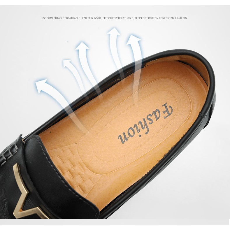 free Good Leather Casual Soft Men Driving Shoes Giày đế bằng Thiết kế kim loại thoáng khí uy tín Uy Tín 2020 .