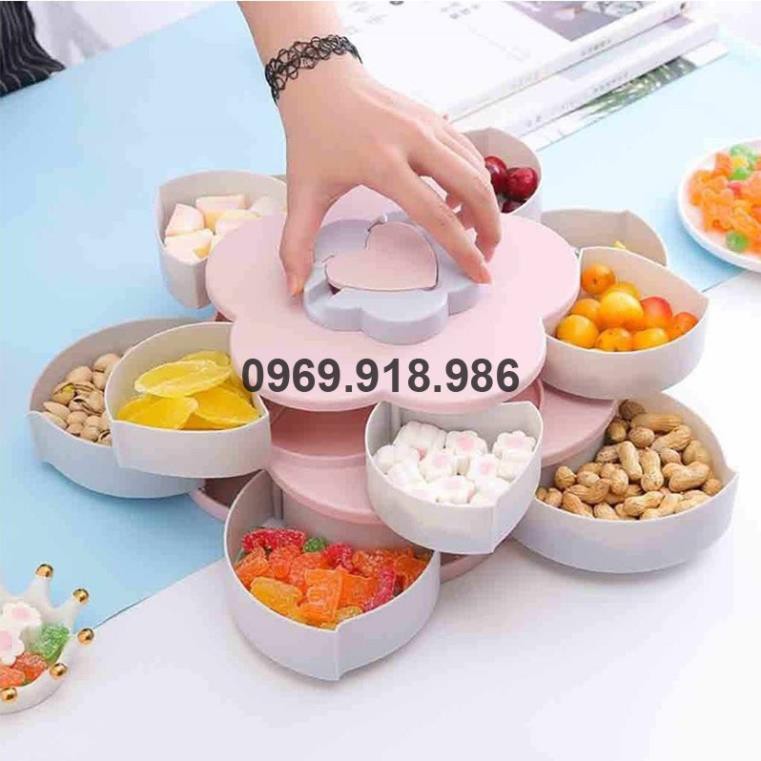 🎈 Hộp Đựng Bánh Kẹo Mứt Tết Xoay Tròn Nở Hoa 5 Cánh 2 Tầng Đẹp Cao Cấp Giá Gốc Sỉ Rẻ 💙 Tổng Kho Gia Dụng Bình Phước 💙