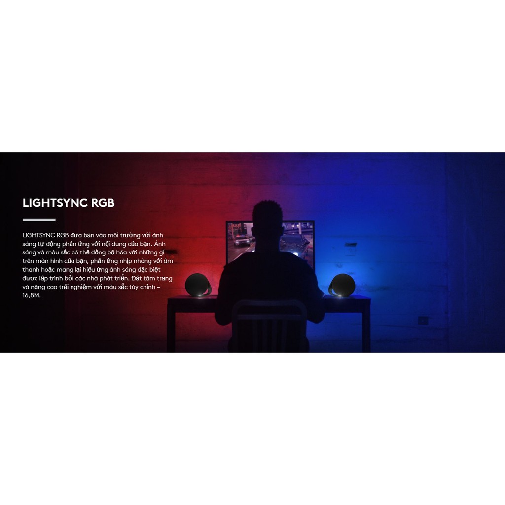 Loa chơi game Logitech G560 16.8 triệu màu RGB Lightsync Gaming, Công suất 240W, Âm thanh DTS X