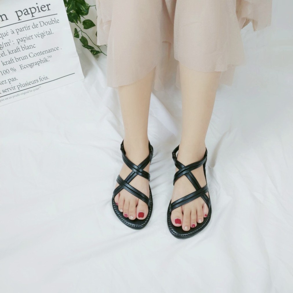 Giày sandal nữ đi học - FreeShip - Giày sandal nữ đi học quai hậu, đế nhựa PU mang đi làm đi học đi chơi [Hoàn Xu]