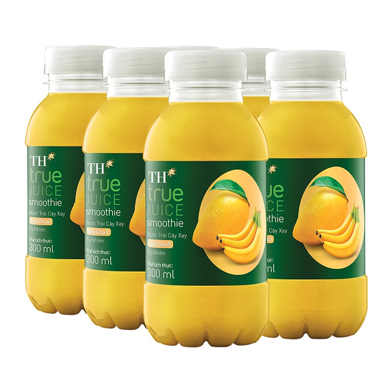 Nước trái cây xay Xoài Chuối tự nhiên – TH TRUE JUICE SMOOTHIE- Lốc 06 chai 300ml