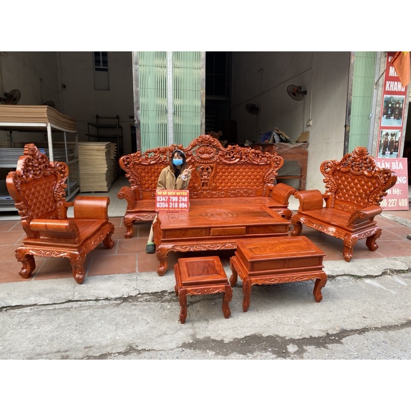 Bộ bàn ghế hoàng gia gỗ hương đá