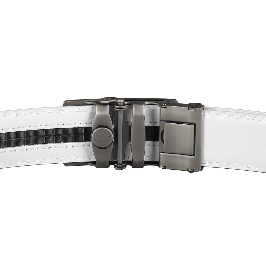 Dây Thắt Lưng Da Thật Màu Trắng Có Khóa Kim Loại Tự Động 35Mm Z14P13B Cho Nam