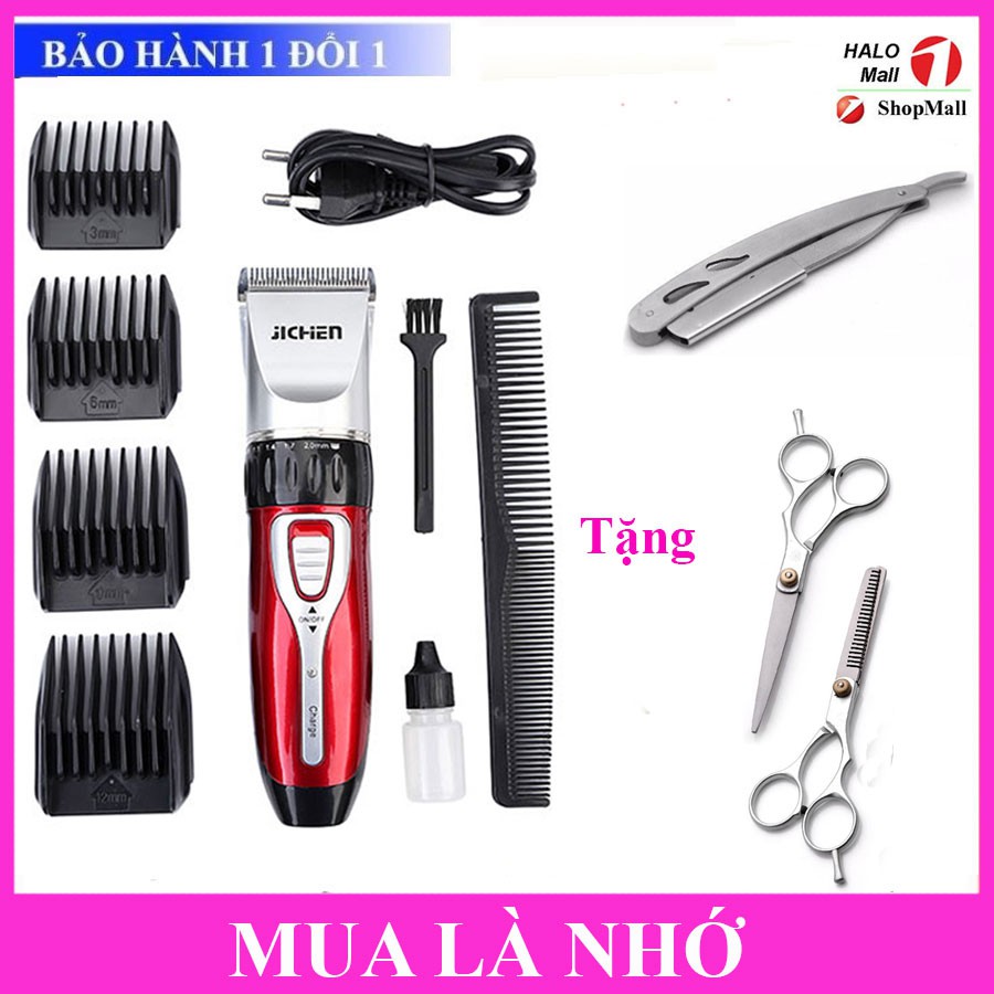 Tông Đơ Cắt Tóc Gia Đình JICHEN 0817 Cho Bé TẶNG KÈM Bộ Kéo Cắt Tỉa + Dao Cạo Râu