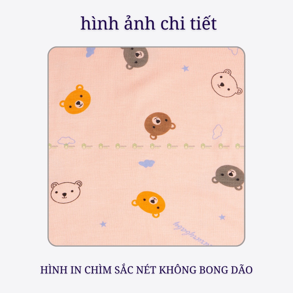 Đồ Bộ Bé Gái, Bé Trai Minky Mom Vải Thun Lạnh Hoạ Tiết Mặt Gấu, Bộ Cộc Tay Mặc Nhà Cho Bé MKM2210