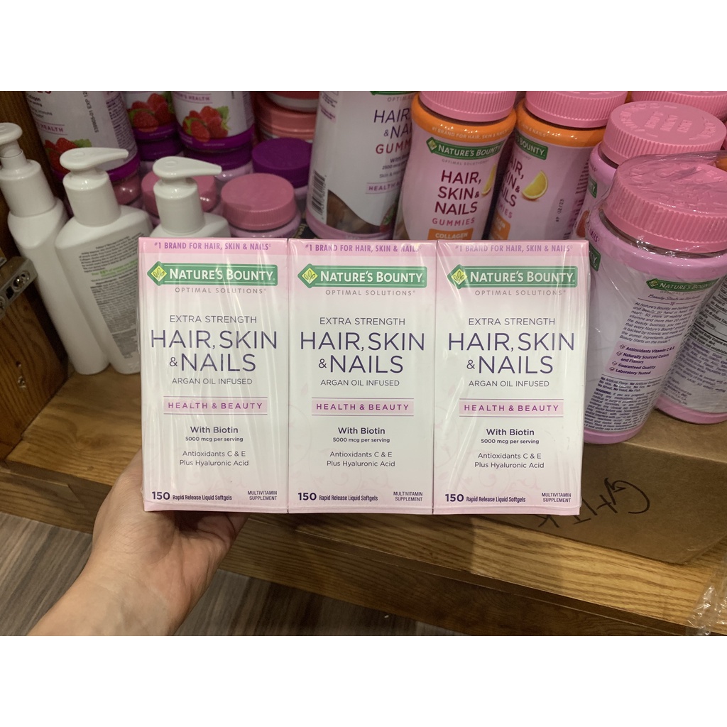 Viên Uống Đẹp Da Tóc Móng - Nature's Bounty OS - Hair Skin Nails 5000mg of Biotin - 150 viên