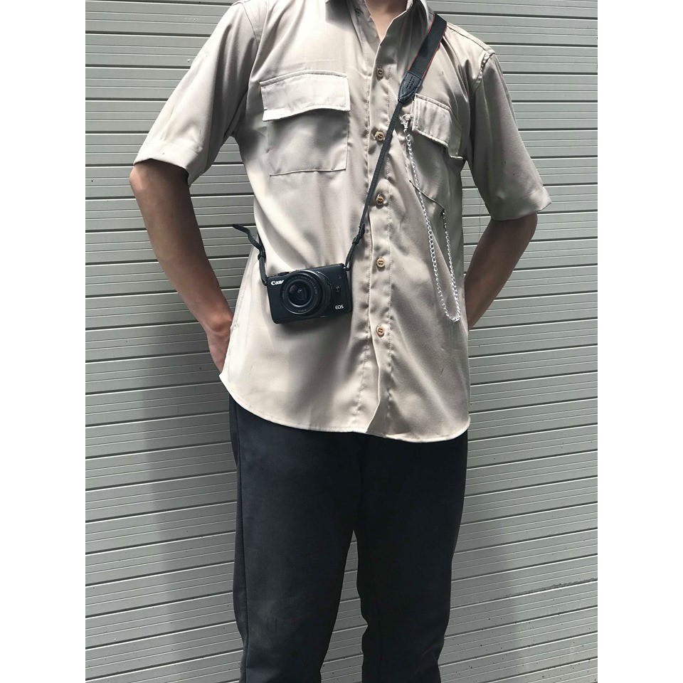 Áo sơ mi đen tay ngắn có chain Fox unisex | BigBuy360 - bigbuy360.vn