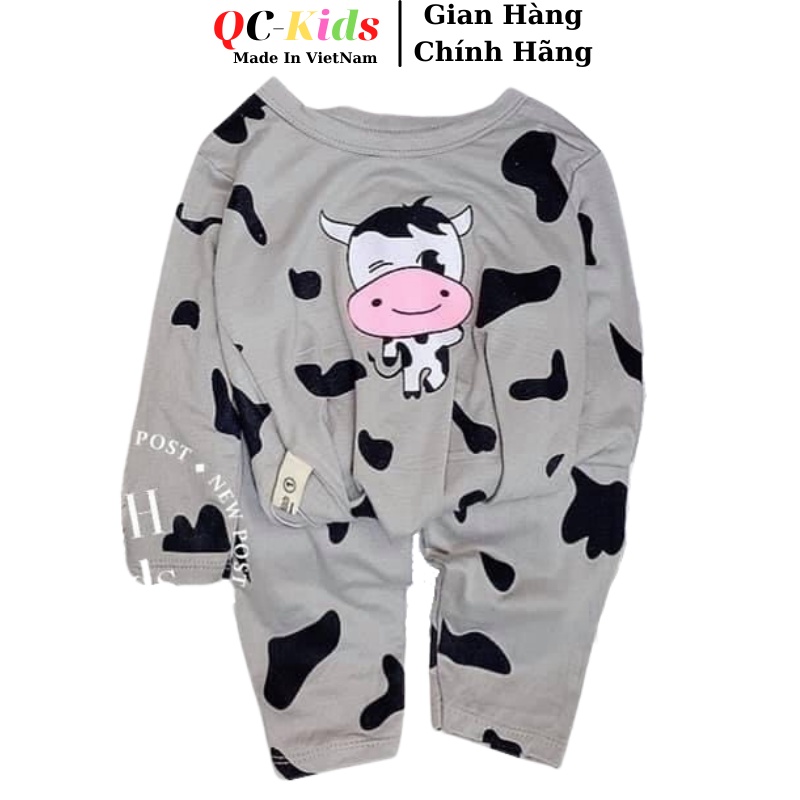 Quần áo trẻ em thu đông 8 đến 18kg, quần áo bé trai, bé gái hình bò sữa chất thun lạnh QC-KIDS