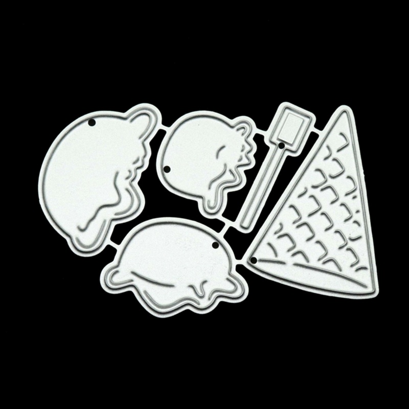 Khuôn Cắt Hình Kim Loại Hình Cây Kem Dùng Làm Thẻ Trang Trí Sổ Tay DIY